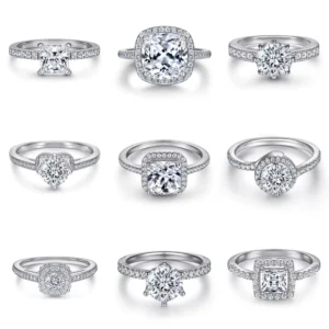 RENSINO Luxury Jewelry Supplier 925 Fine Silver Jewelry Various Cut Rhodium Plated Zircon Engagement Ring for Women Minimalist
