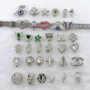 RENSINO Luxury Metal Silver Charms DIY Dainty Butterfly Heart Dog Flowers Craft for Stainless Steel Watch Belt Bracelets