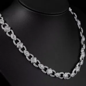 RENSINO Luxury Micro Pave Cuban Chain Necklace Four Leaf Clover Cross With Eye Design Cubic Zirconia Hip Hop Jewelry