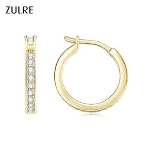 RENSINO Luxury New Moissanite Earrings Unisex Bridal Anniversary Gift Channel Setting Round Moissanite Classic Hoop Earrings