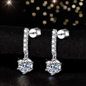 RENSINO Luxury Romantic Tassel Six Claws Vvs 1CT Moissanite Earrings S925 Sterling Silver 925 White Studs Fine Jewelry for Women