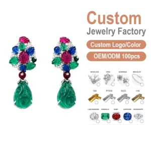 RENSINO Luxury S925 Silver Emerald Pear Cut Drop Earrings with 18K Gold Plating Option GIA Certified & Customizable