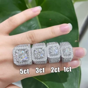 RENSINO Luxury Silver 1-5 Carat Moissanite Women Ring Jewelry S925 Silver Ring Diamond Mens Silver Rings