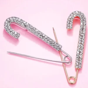 RENSINO Luxury Silver Crystal Rhinestone Brooch for Women & Girls Safe Pin Brooch Lapel Badge for Sweater & Dress Clothing Decor Gifts