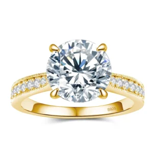 RENSINO Luxury Trendy Fashion Jewelry Women’s 925 Sterling Silver Moissanite Engagement Ring Promise Ring Wedding Band