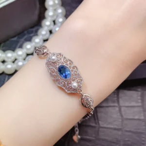 RENSINO Luxury Vintage 925 Sterling Silver Natural Topaz Bracelet for Women Anniversary CMA Collection