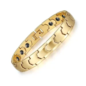RENSINO Magnetic Therapy Bracelet Health Care Germanium Energy Magnetic Therapy Titanium Steel Bracelet for Men