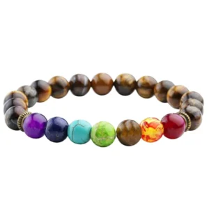RENSINO Malachite Color Single Ring Silver Beaded Bracelet 8mm Elastic Natural Stone Charm Bracelet