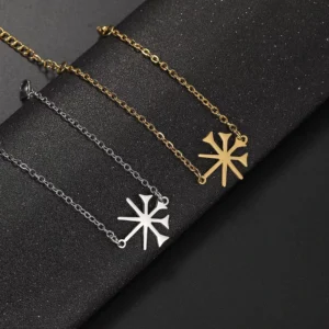 RENSINO Manufacturer 18K Gold Plated Yezidi Lalish Map Charm Chain Bracelet Stainless Steel Silver Yazidi Theme Pendant Bracelet