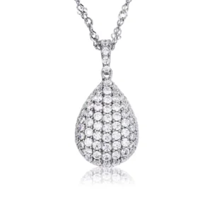 RENSINO Manufacturer Direct Elegant 925 Silver Platinum Plated Women’s Pendant with Link Chain Zircon High End Gift Model