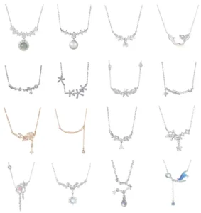 RENSINO Manufacturer Fashion Jewelry Necklace Collection 925 Sterling Silver Zirconia CZ Pendant Necklace Chain for Woman Girl