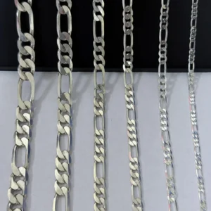 RENSINO Manufacturer Square 925 Sterling Silver 18K Gold Plated Figaro Chain Fashion Mens Necklace Bracelet Jewelry Making