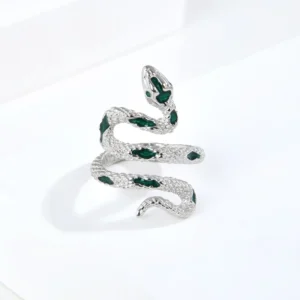 RENSINO Manufacturers European American Hip Hop Style Men’s and Women’s Universal Retro Exaggerated Friend Sliver 925 Snake Rings