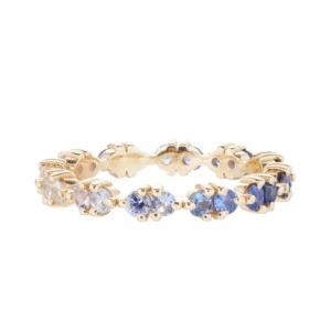 RENSINO Manufacturers Fashion Jewelry 925 Sterling Silver Design Jewelry Gradient Custom Blue Sapphire Eternity Knuckle Zircon Rings