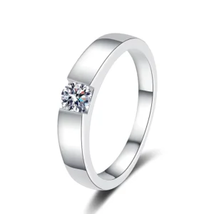 RENSINO Melynn Level D Iced Out Moissanite Engagement Ring 925 Sterling Silver Moissanite Ring for Women or Men