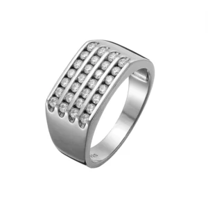 RENSINO Men Silver Jewelry 925 Sterling Rings Party Minimalist Cz Ring for Men’S Gift