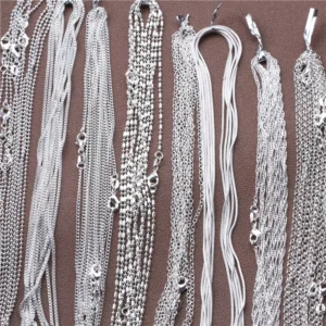 RENSINO Men Women Silver Plated Brass Twist Snake Link Chain Necklace Miami Bamboo Cuban Link Necklace Chain