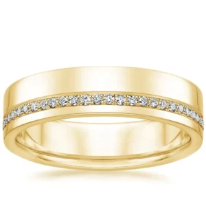 RENSINO Men’s 925 Sterling Silver Round Shape Cubic Zircon Simple Wedding Ring