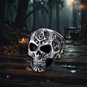 RENSINO Men’s Retro Punk Skull Series Ring in 316L Stainless Steel for Original Style Personalities Jewelry for Engagement & Party