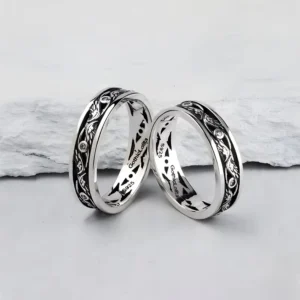 RENSINO Men’s Ring Classic Horus Eye Feather Design Rings Sterling Silver S925 Rhodium Plated Jewelry