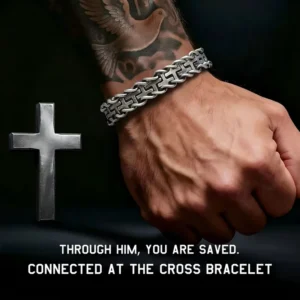 RENSINO Men’s Silver Cross Bracelet