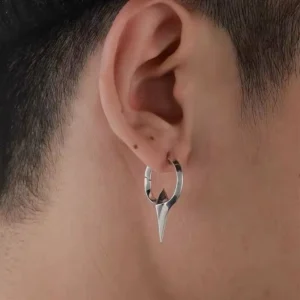 RENSINO Mens Women Hoop Earrings Silver Color Metal Hoops Punk Hiphop Piercing Ear Jewelry Trendy Accessories