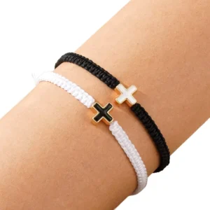 RENSINO Men’s and Women’s Fashion Charm Bracelets Adjustable Hand Woven Cross Bracelet