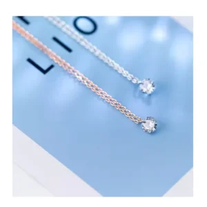 RENSINO Mermaid Crystal Zirconia Pendant Short Clavicle Chain Sterling 925 Silver Necklace