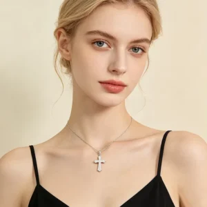 RENSINO Micro Pave Setting Zircon 925 Sterling Silver Jewelry Pendant Cross for Necklace Religious Collection Theme Design