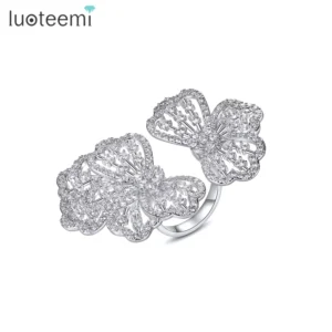 RENSINO Micro Ring Adjustable Diamond Trendy Woman Personalised Long Finger Zirconia Luxury Fashion Jewelry