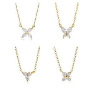 RENSINO Minimalism Style 925 Sterling Silver 5A Zircon butterfly Pendant Necklace for Women