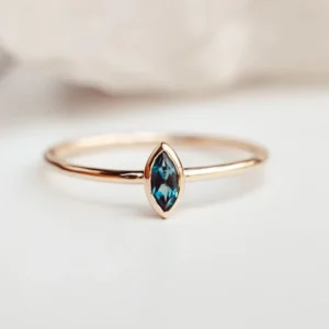 RENSINO Minimalist 925 Silver Marquise Cut Diamond Natural Moonstone Crystal London Blue Topaz Jewelry Ring