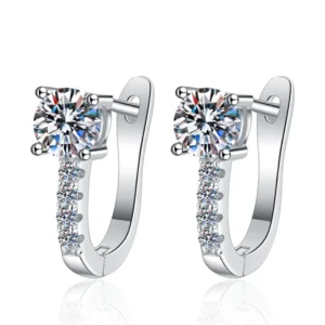 RENSINO Minimalist 925 Silver Moissanite Drop Earrings 0.5Ct Fine Jewelry with Elegant Design Silver Plated Women’s Jewelry