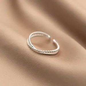 RENSINO Minimalist 925 Sterling Silver White Silver Plating Twisted Ring Fashion Jewelry for Woman