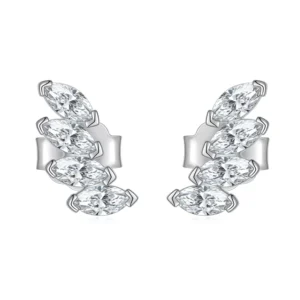 RENSINO Minimalist 925 Sterling Silver Women’s Fine Jewelry Large Wings Post Push Earrings Gold Plated Zircon Korean Designer Fashion