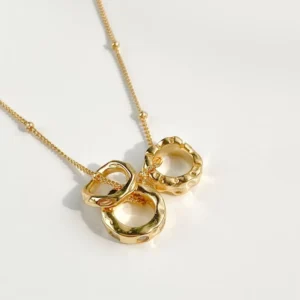 RENSINO Minimalist Design Ins S925 Sterling Silver Dainty 3 Circles Necklaces Gifts For Women Silver Three Circle Generations Necklace