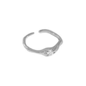 RENSINO Minimalist Design Premium Jewelry Zircon S925 Sterling Silver Ring Fashion Commuter Opening Ring