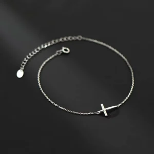 RENSINO Minimalist Foot Jewellery Cross Shape 925 Sterling Silver Anklets Fashion Jewelry for Women