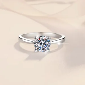RENSINO Minimalist Four Claw GRA Certificate S925 Sterling Silver 1&2&3&5ct VVs1 Moissanite Solitaire Engagement Ring for Women