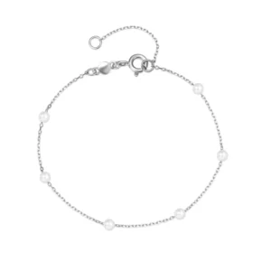 RENSINO Minimalist Gold Plated Sterling Silver Chain Link Adjustable Tiny Pearl Bracelet for Women Girls