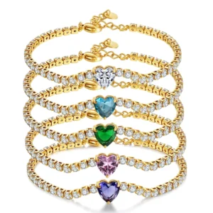 RENSINO Minimalist Gold Tone Stainless Steel Bracelet with Delicate Heart Zirconia Accents Slim Chain Elegant Jewelry for Women