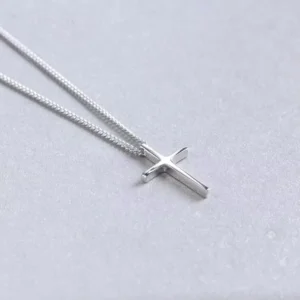 RENSINO Minimalist Jewelry 925 Sterling Silver Cross Pendant Necklace for Woman