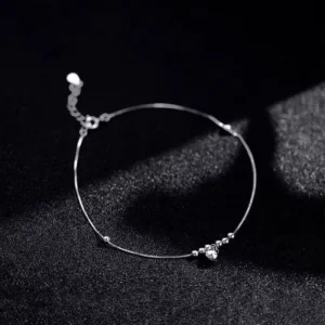 RENSINO Minimalist Round Bell Anklet Trendy S925 Silver Tarnish Resistant for Daily Gift
