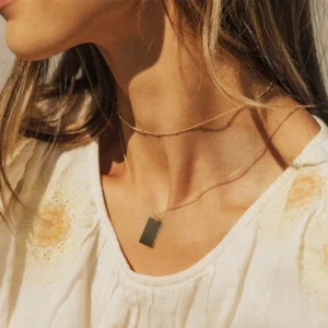 RENSINO Minimalist Versatile Layered Rectangle Link Chain Necklace Stainless Steel PVD Women’s 14K Gold Color Geometric Jewelry