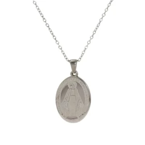 RENSINO Miraculous Medal Silver Stainless Steel Catholic Vintage Medals Religious Necklaces Mary Virgin Our Lady Pendant Jewelry