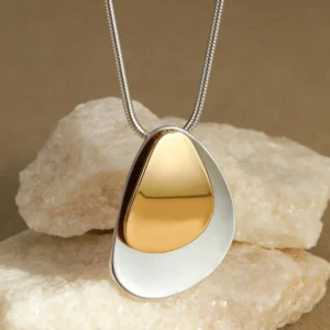 RENSINO Mix Color Glossy Geometric Pendant Necklaces Zinc Alloy Snake Chain Necklace for Women