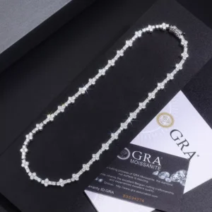 RENSINO Moissanite 925 Silver Tennis Necklace with Sparkling Stones