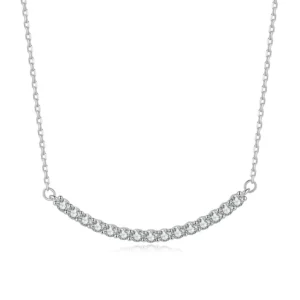 RENSINO Moissanite Bar Necklace 925 Silver Plated 18k Gold D Color Certified Brilliant Cut Claw Setting