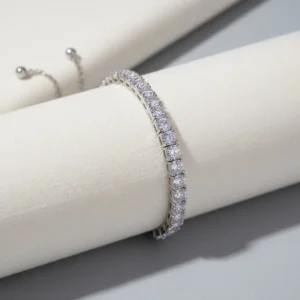RENSINO Moissanite Bracelet 925 Sterling Silver Minimalist Luxurious Versatile Trendy Bracelet