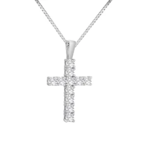 RENSINO Moissanite Cross Pendant Christian Gift for Women Men 14K Gold 925 Sterling Silver Jesus Jewelry Diamond Crucifix Charm for Necklace